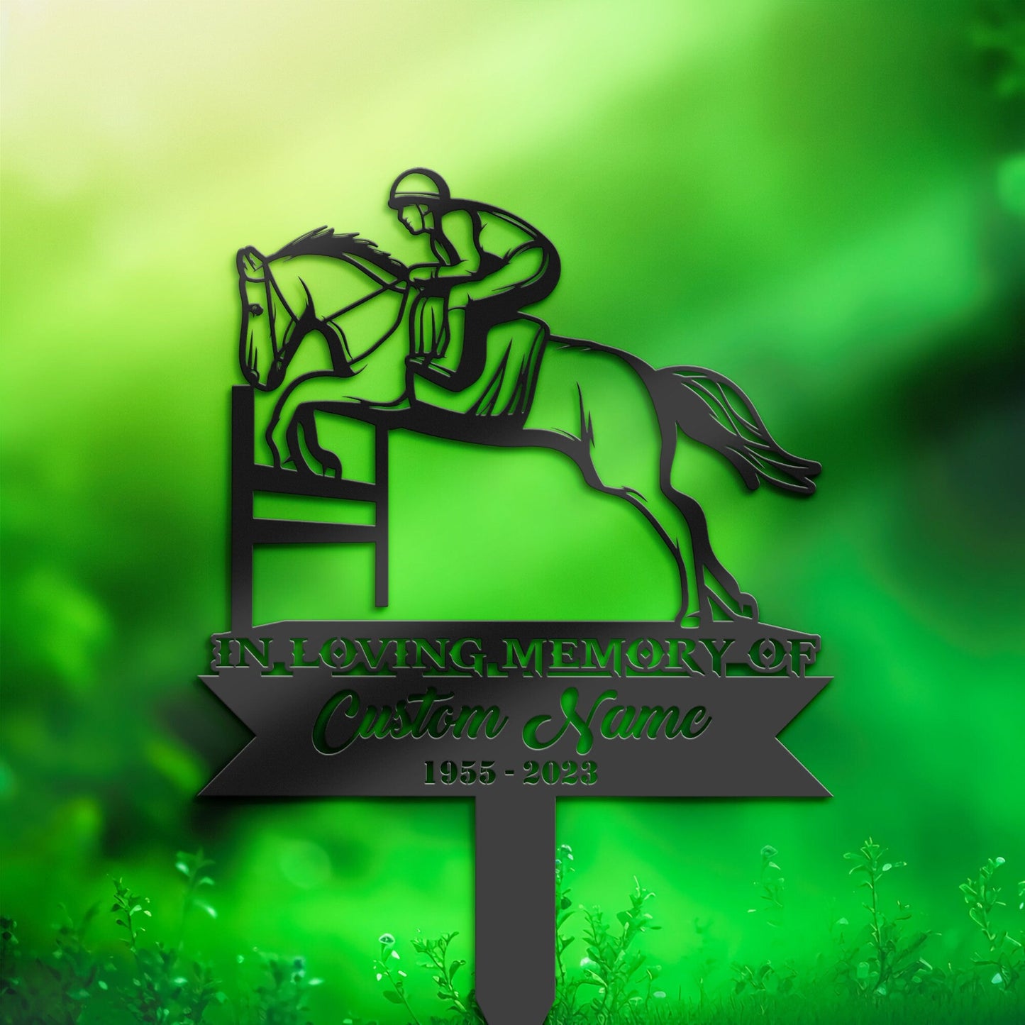 Personalized Horse racing racer horse rider Memorial Stake, Metal Stake, Sympathy Sign, Grave Marker, Remembrance Stake