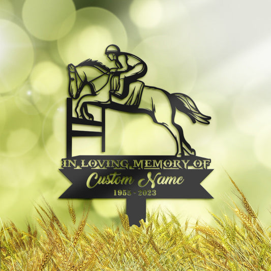 Personalized Horse racing racer horse rider Memorial Stake, Metal Stake, Sympathy Sign, Grave Marker, Remembrance Stake