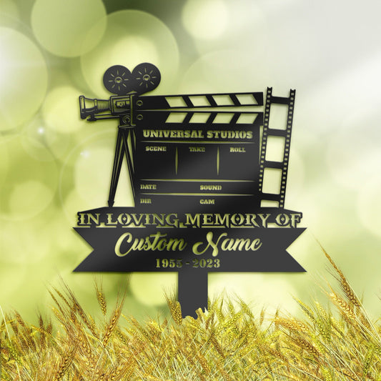 Personalized Movie director cameraman Memorial Stake, Metal Stake, Sympathy Sign, Grave Marker, Remembrance Stake