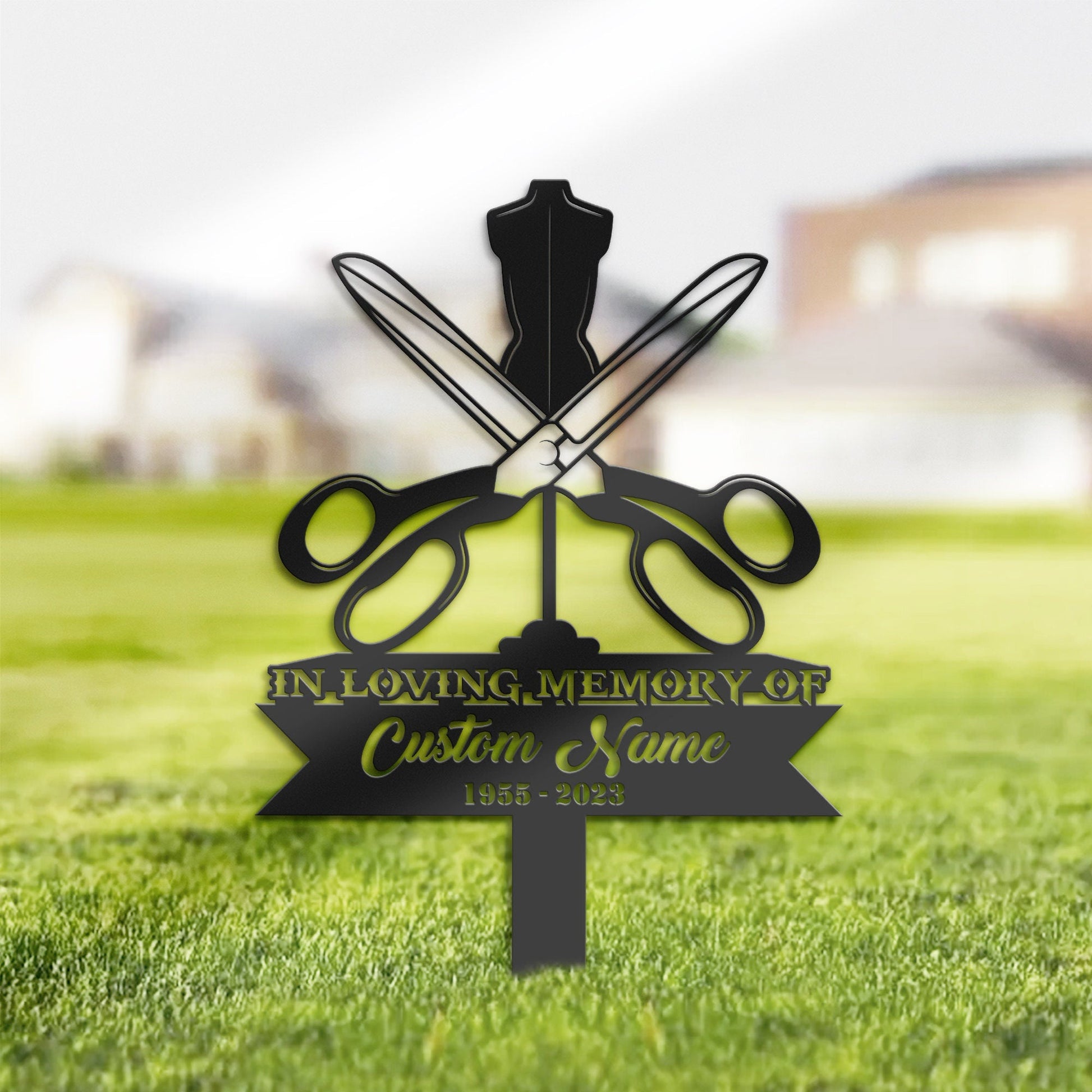 Personalized Tailor Memorial Stake, Metal Stake, Sympathy Sign, Grave Marker, Remembrance Stake