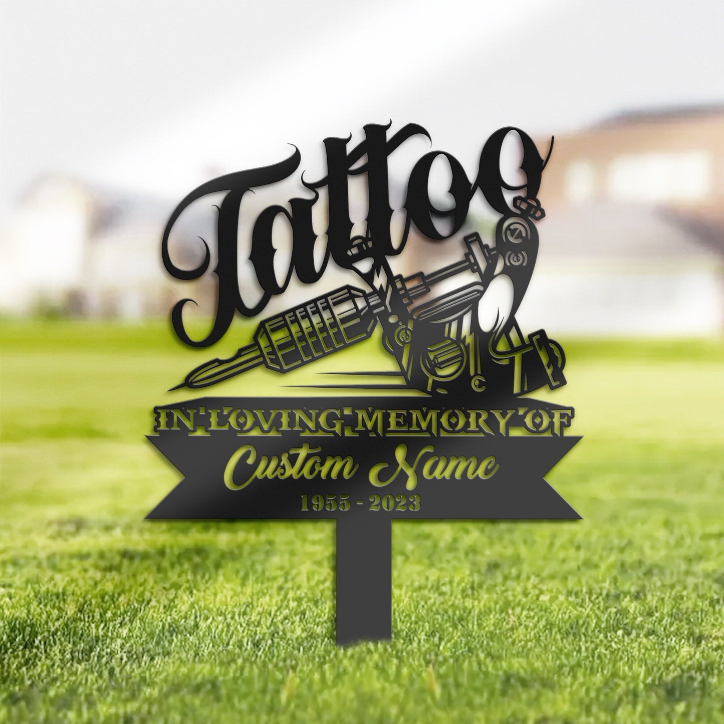 Personalized Tattoo artist Memorial Stake, Metal Stake, Sympathy Sign, Grave Marker, Remembrance Stake