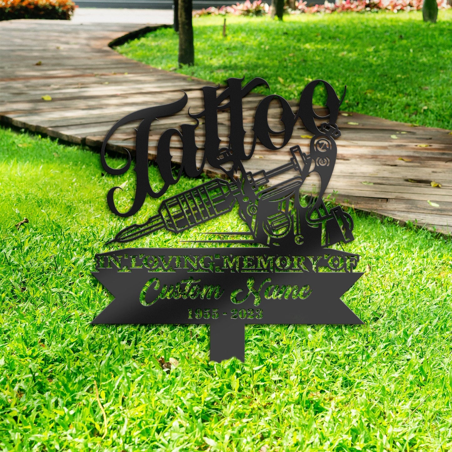 Personalized Tattoo artist Memorial Stake, Metal Stake, Sympathy Sign, Grave Marker, Remembrance Stake