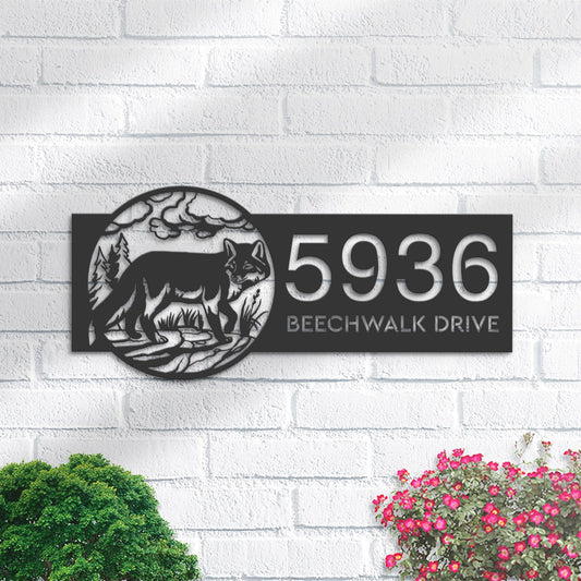 Personalized Fox Wild animal wildlife Metal Address Sign | Hanging Address Plaque | Yard Sign, Outdoor Sign | Garden Stake