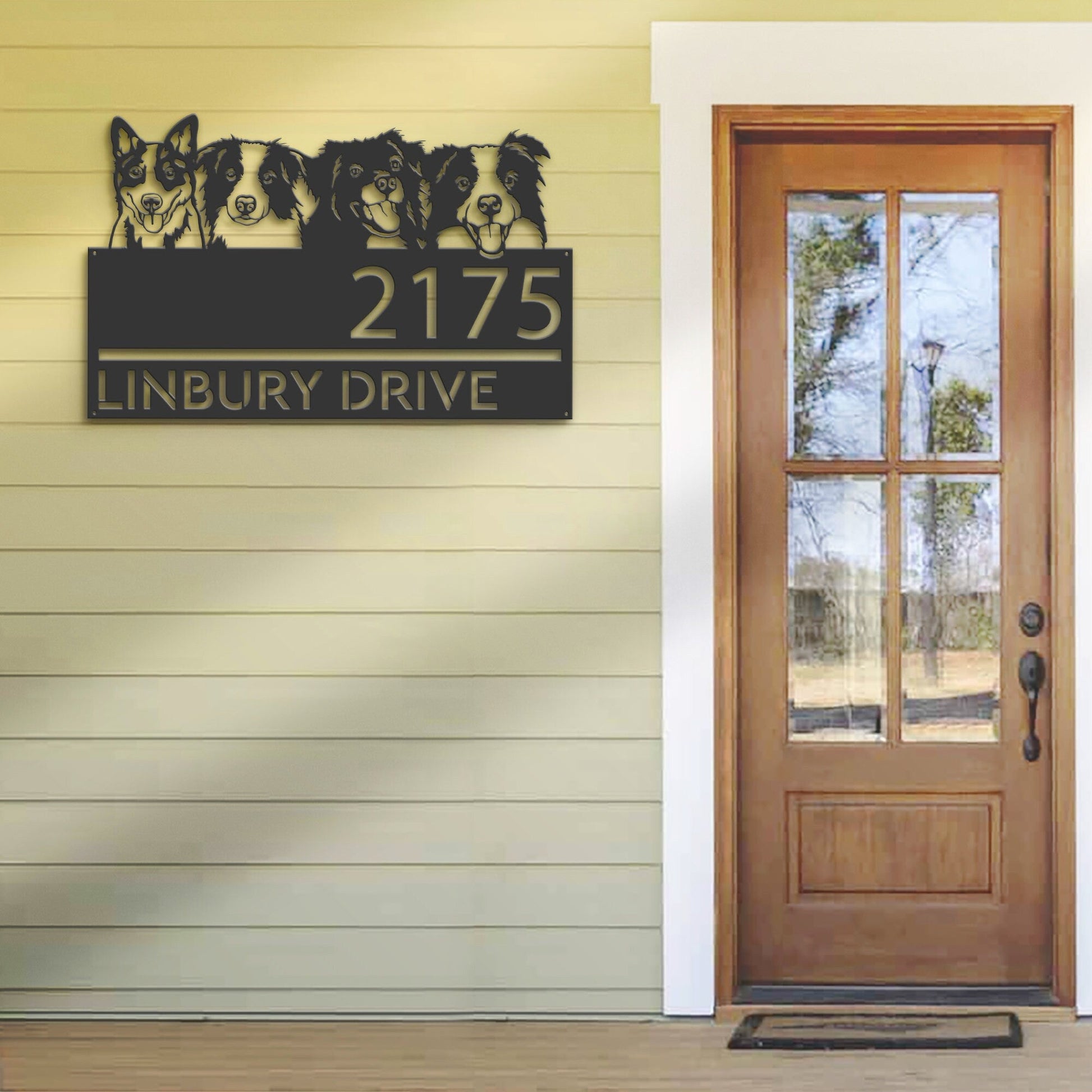 Personalized Dogs, Cute puppy Metal Address Sign House number Hanging Address Plaque Yard Sign Outdoor decor Garden Stake