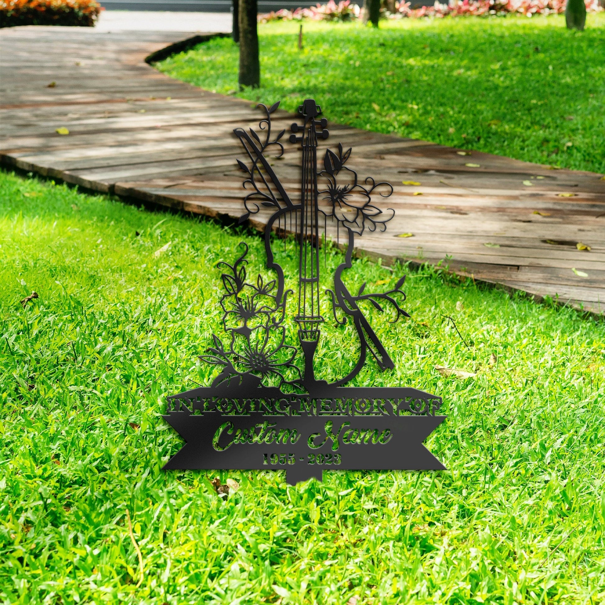 Personalized Violin musician Violist Memorial Stake, Metal Stake, Sympathy Sign, Grave Marker, Remembrance Stake