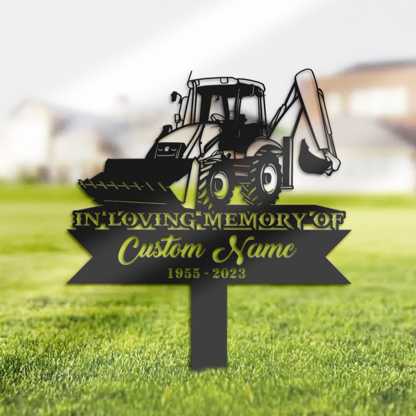 Personalized Front Loader - Farm Tractor farmer Memorial Stake, Metal Stake, Sympathy Sign, Grave Marker, Remembrance Stake