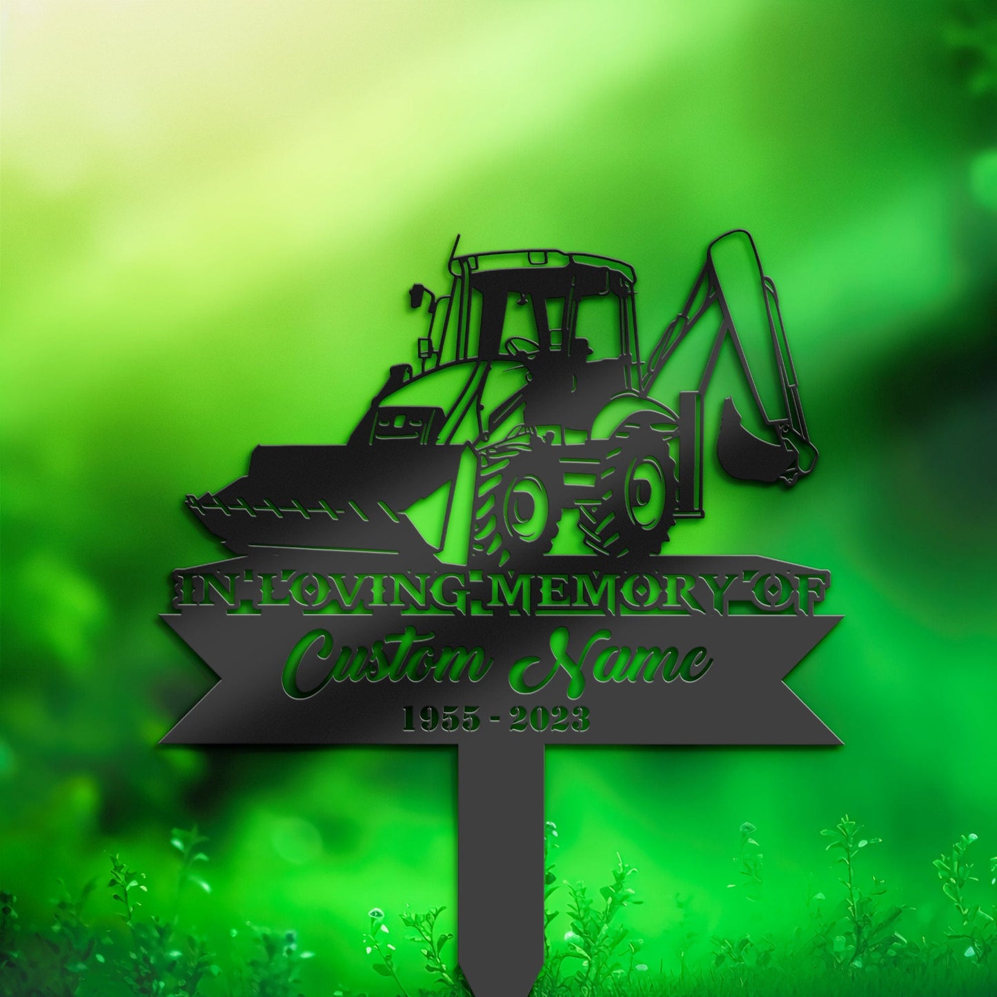 Personalized Front Loader - Farm Tractor farmer Memorial Stake, Metal Stake, Sympathy Sign, Grave Marker, Remembrance Stake