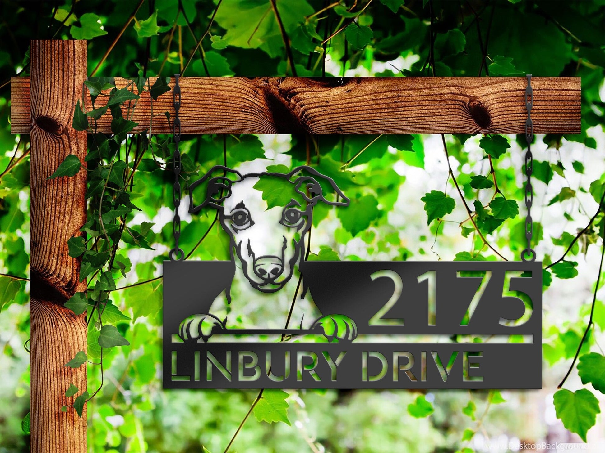 Personalized Whippet Dog, Cute puppy Metal Address Sign House number Hanging Address Plaque Yard Sign Outdoor decor Garden Stake