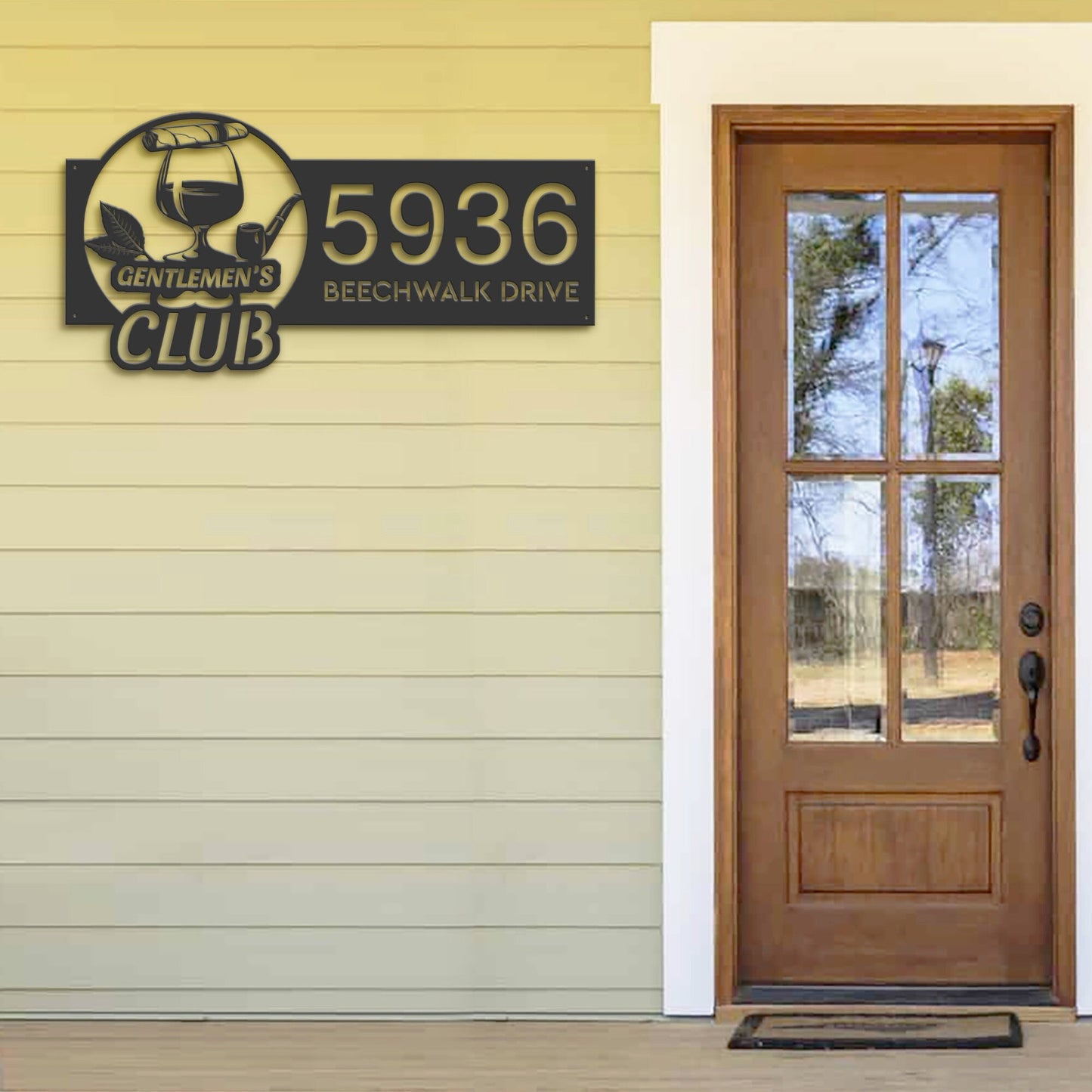 Personalized Gentlemen's club bar man cave Metal Address Sign Custom House number Hanging Address Plaque Yard Sign, Outdoor Garden Stake