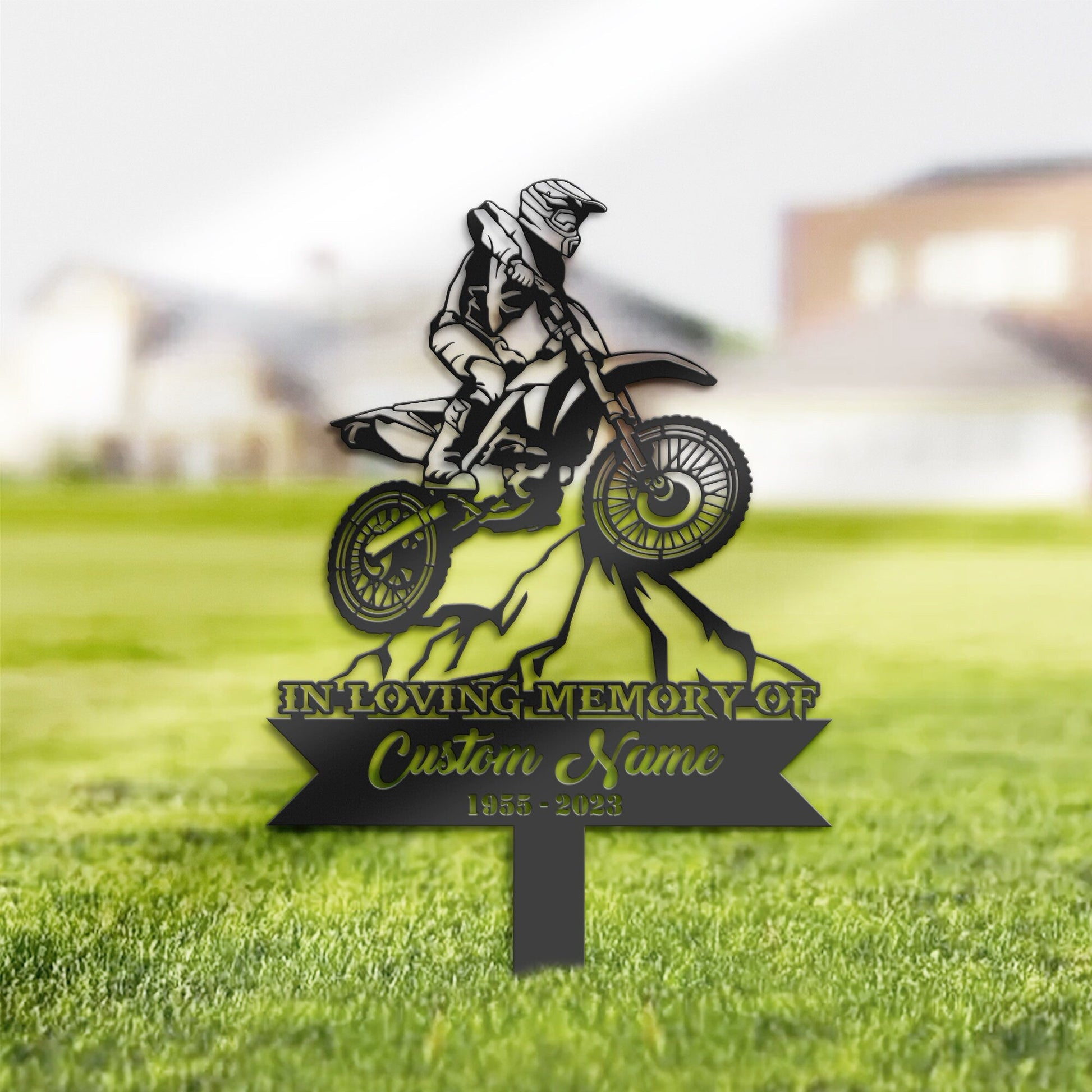 Personalized Motocross biker Memorial Stake, Metal Stake, Sympathy Sign, Grave Marker, Remembrance Stake