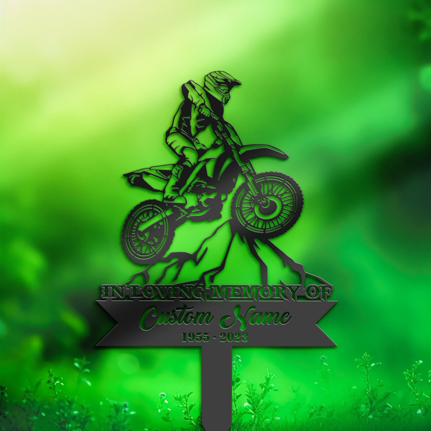 Personalized Motocross biker Memorial Stake, Metal Stake, Sympathy Sign, Grave Marker, Remembrance Stake