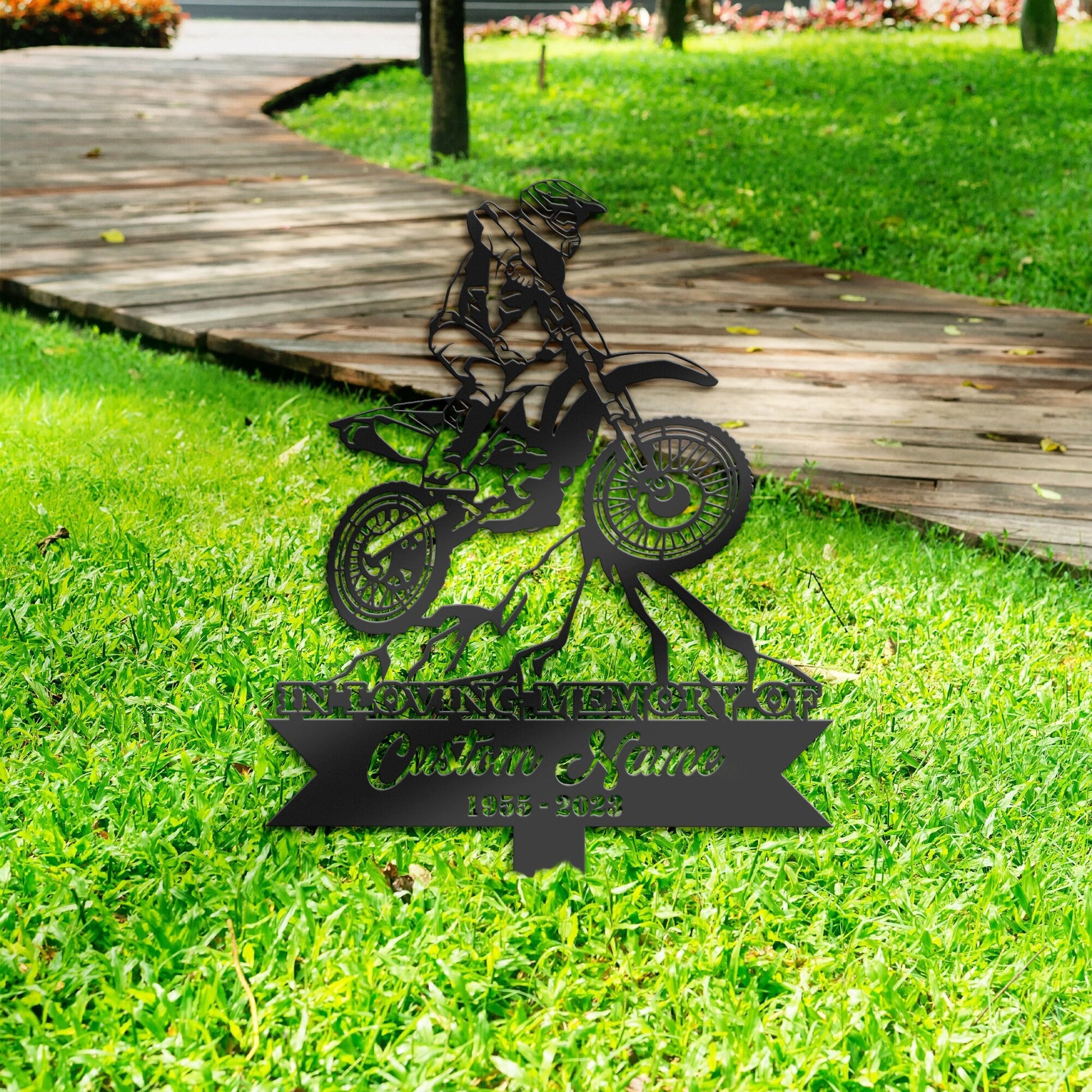 Personalized Motocross biker Memorial Stake, Metal Stake, Sympathy Sign, Grave Marker, Remembrance Stake