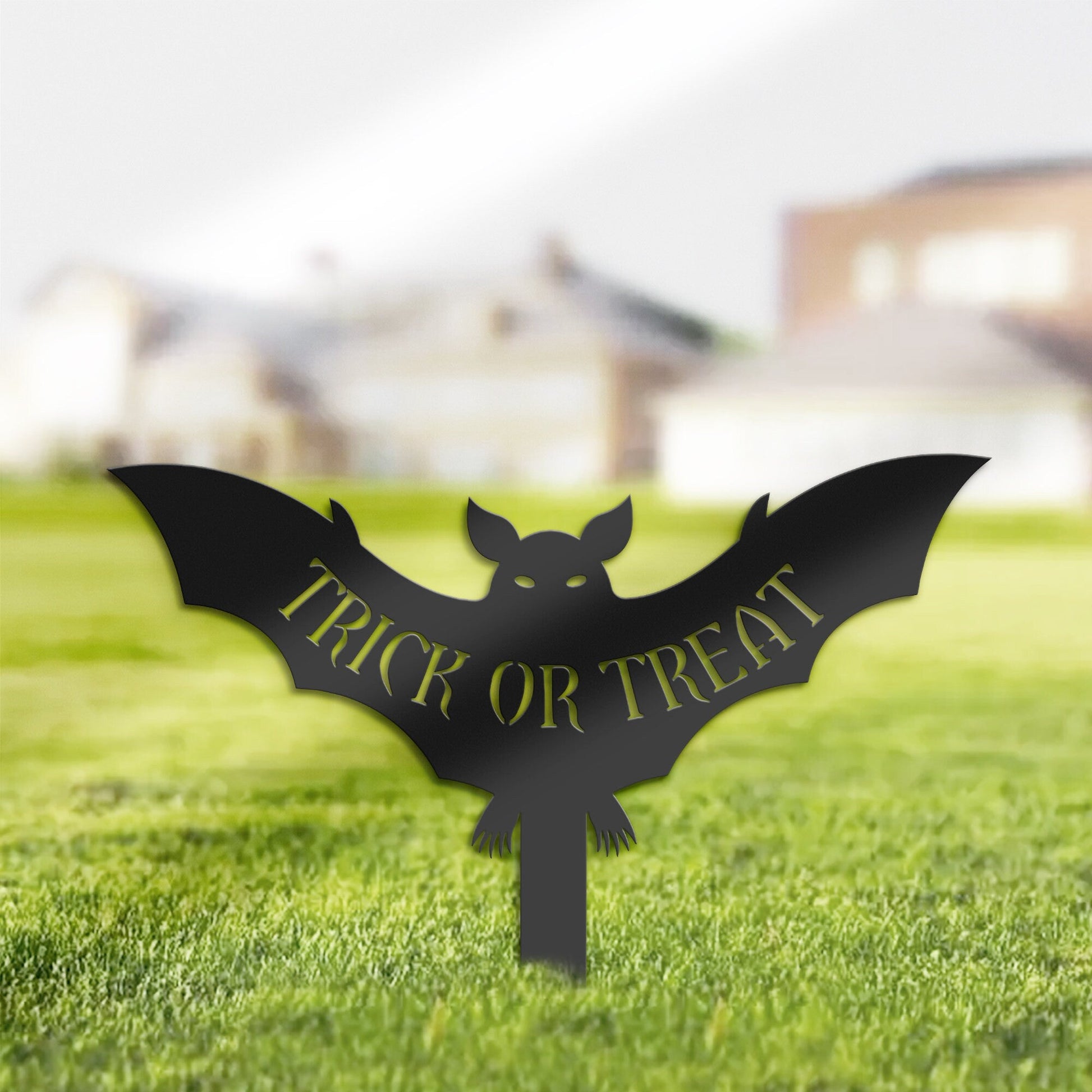 Halloween Trick or treat bat Metal Yard Stake, Outdoor Decoration, Garden sign, Porch Decor. Holiday Gifts