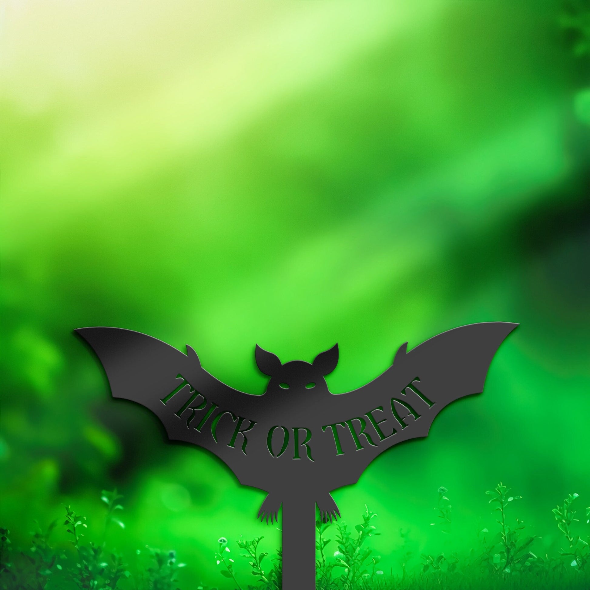 Halloween Trick or treat bat Metal Yard Stake, Outdoor Decoration, Garden sign, Porch Decor. Holiday Gifts