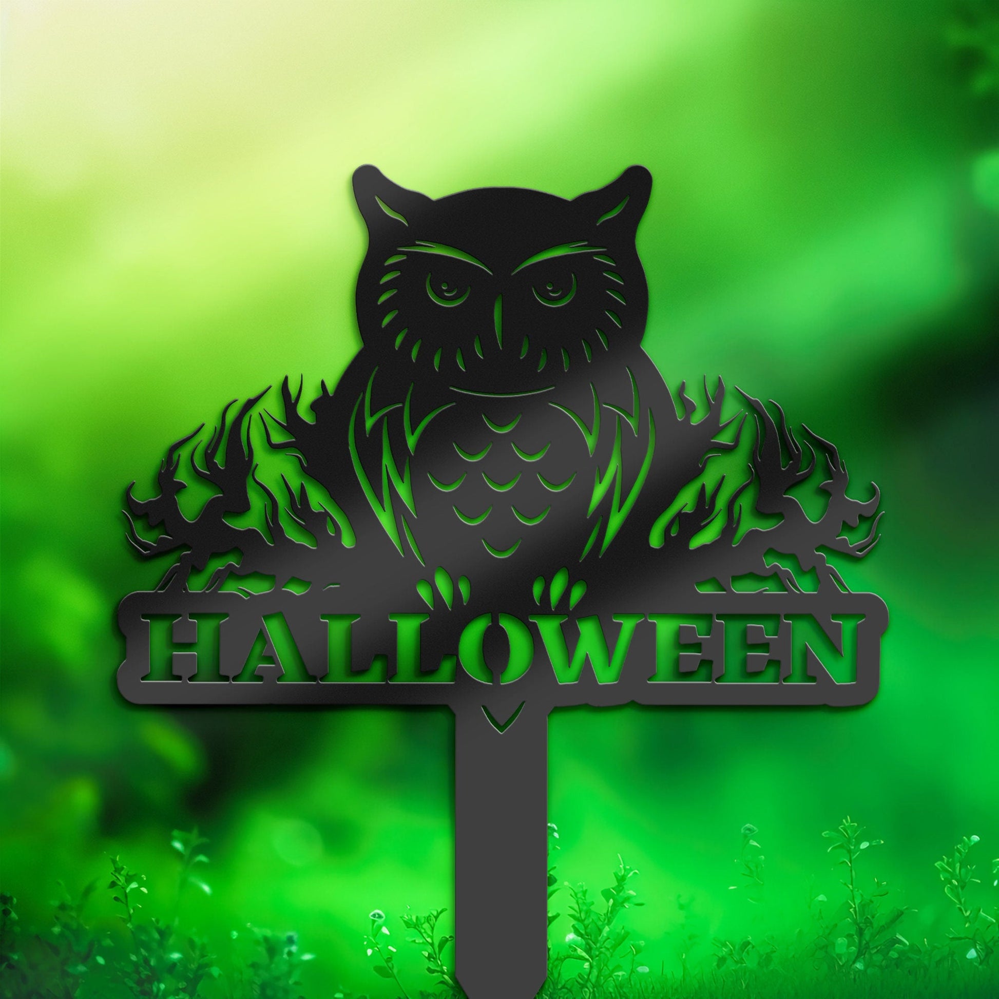 Halloween Owl Metal Yard Stake, Outdoor Decoration, Garden sign, Porch Decor. Holiday Gifts