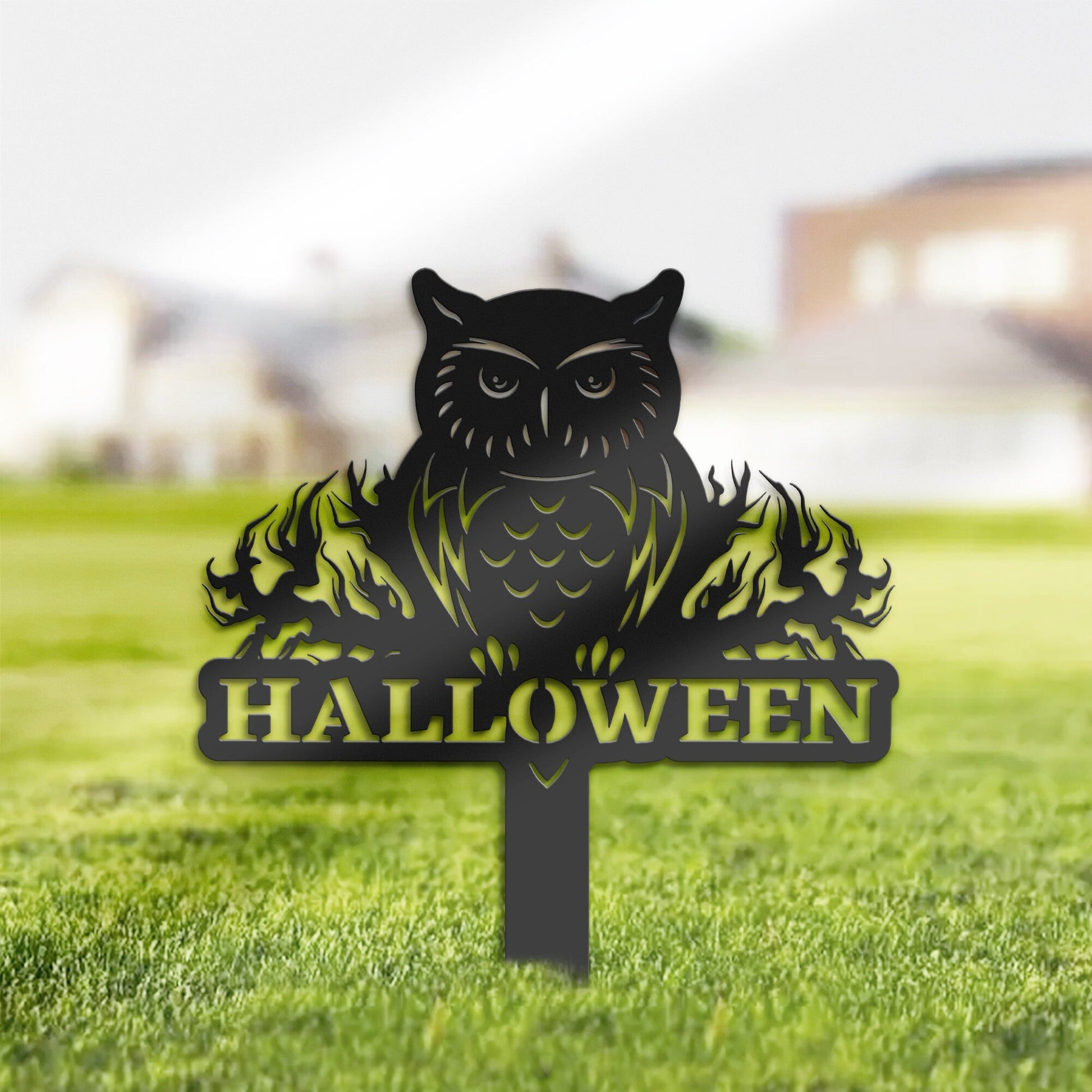 Halloween Owl Metal Yard Stake, Outdoor Decoration, Garden sign, Porch Decor. Holiday Gifts