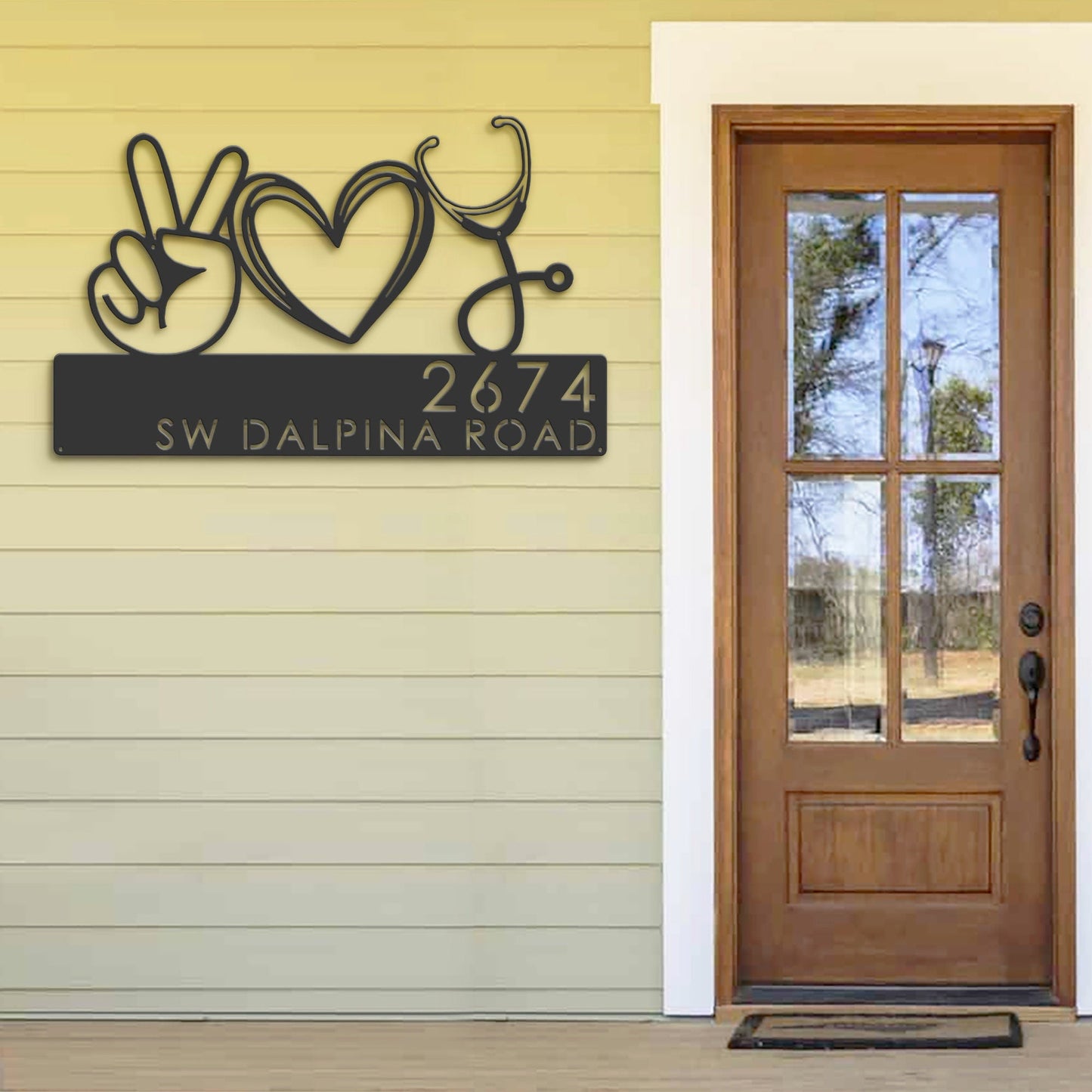 Personalized Peace love nursing Nurse Metal Address Sign | Hanging Address Plaque | Yard Sign, Outdoor Sign | Garden Stake