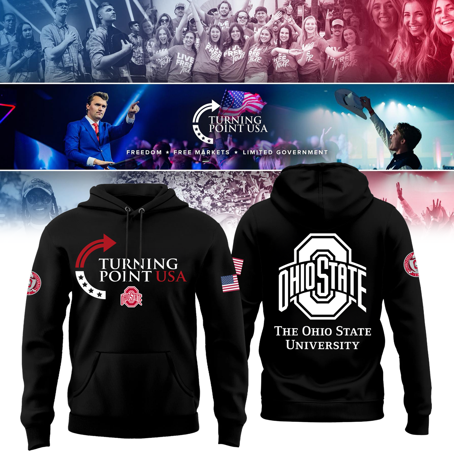 Ohio State Buckeyes x Turning Point USA Hoodie - Buckeyes Freedom Shirt Exclusive Design & 100% Cotton Fabric