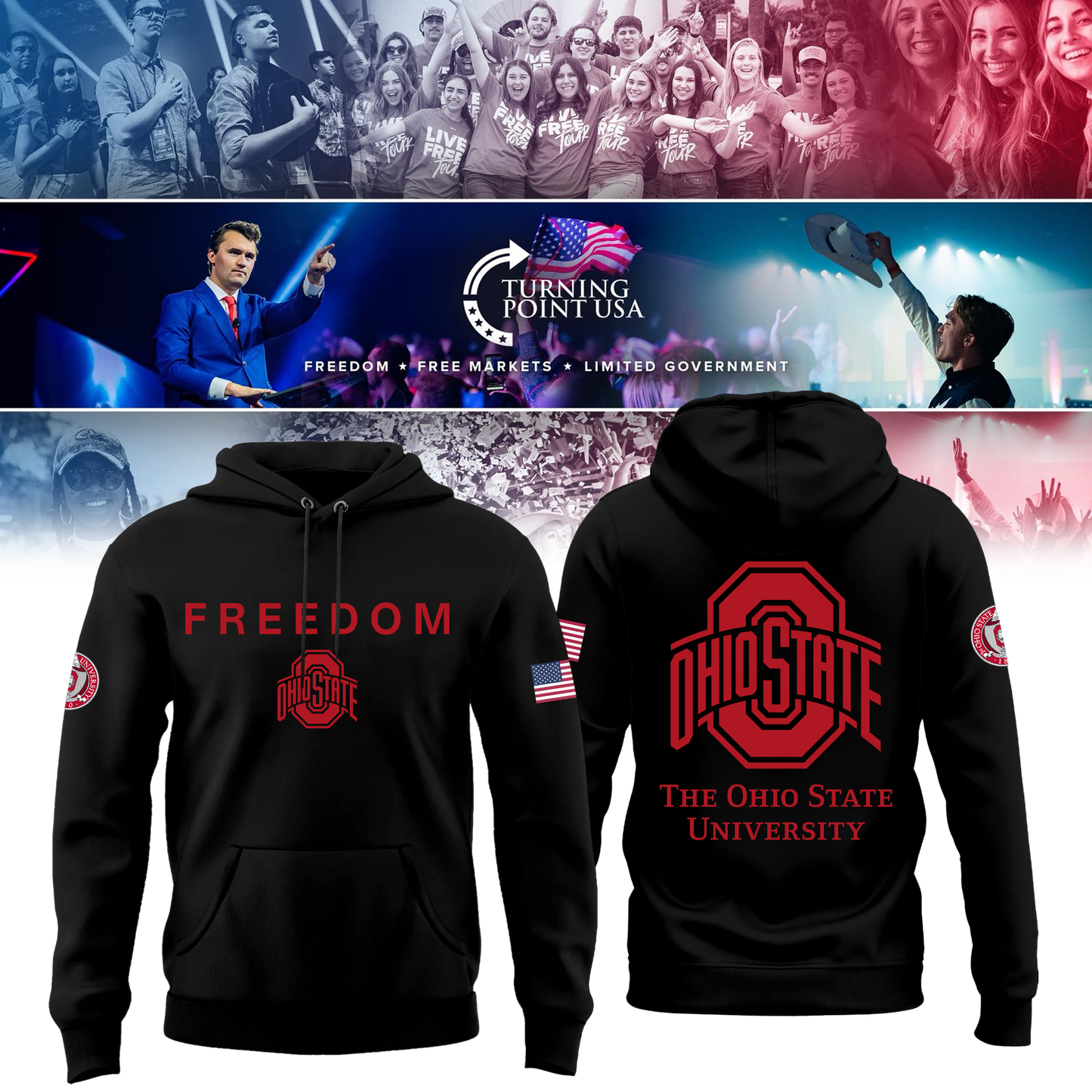 Ohio State Buckeyes x Turning Point USA Hoodie - Buckeyes Freedom Shirt Exclusive Design & 100% Cotton Fabric