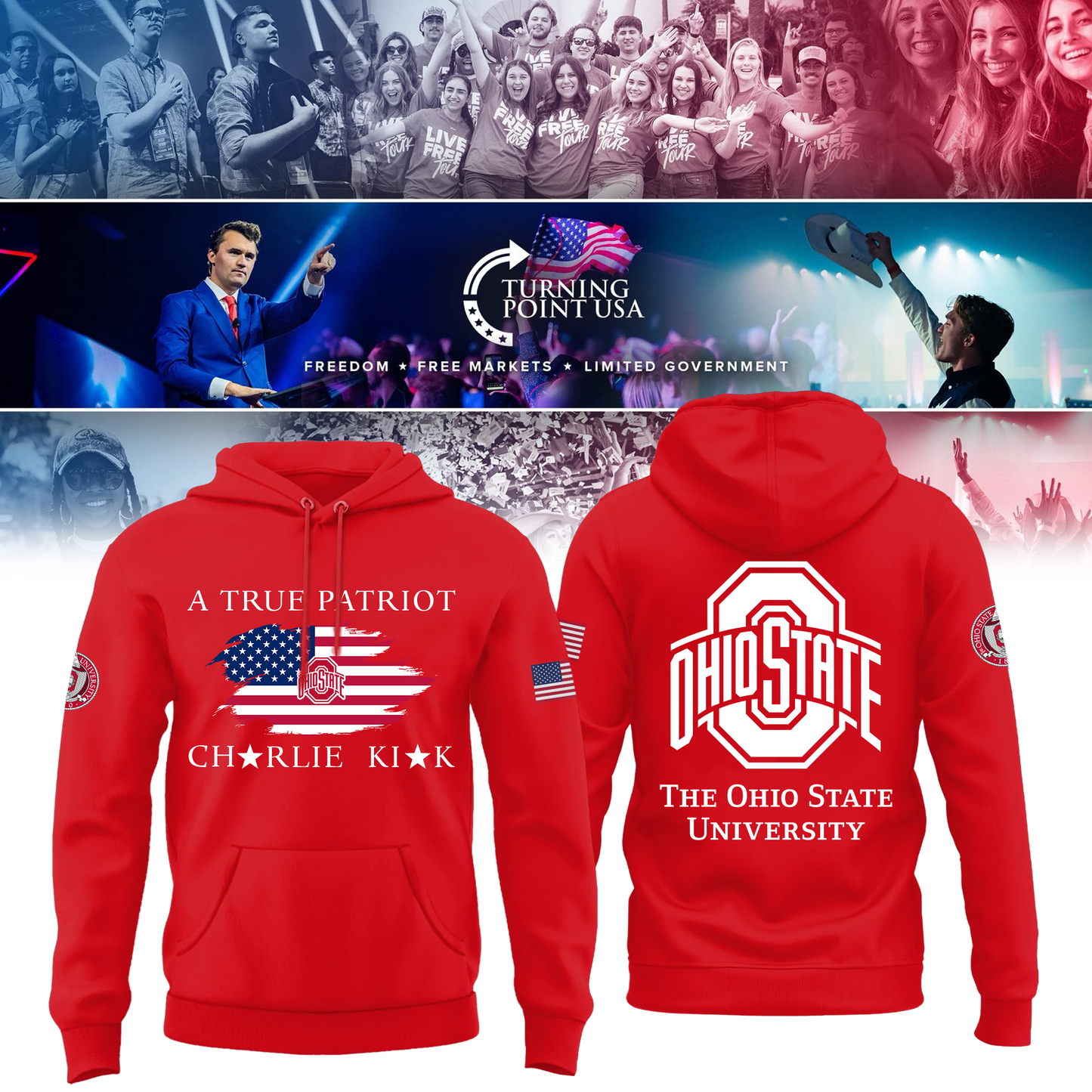 Ohio State Buckeyes x Turning Point USA Hoodie - Buckeyes Freedom Shirt Exclusive Design & 100% Cotton Fabric