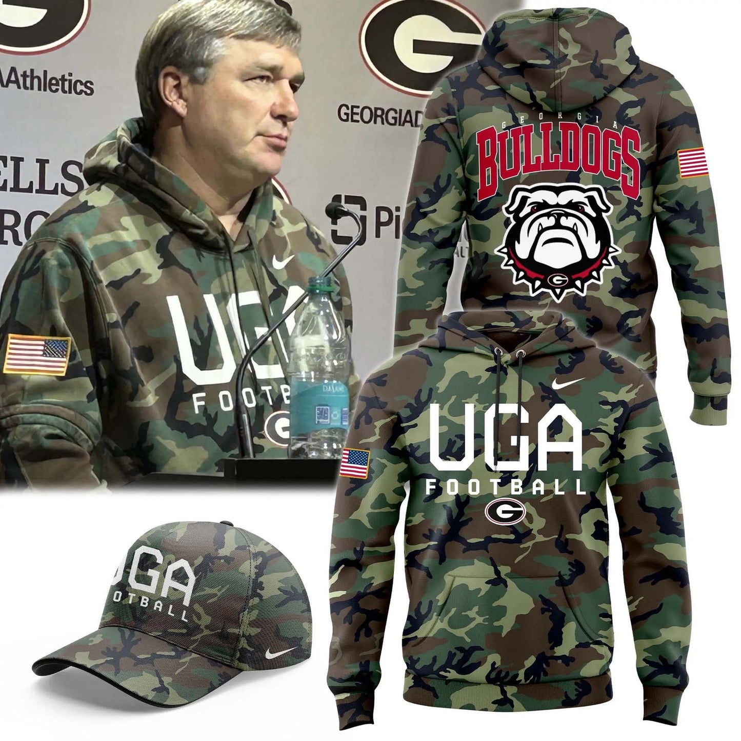 Premium Georgia Bulldogs Hoodie - Georgia Bulldogs Football Camo 2024 Salute to Service Club Fleece Pullover Hoodie - Georgia Bulldogs Camo Hoodie Set