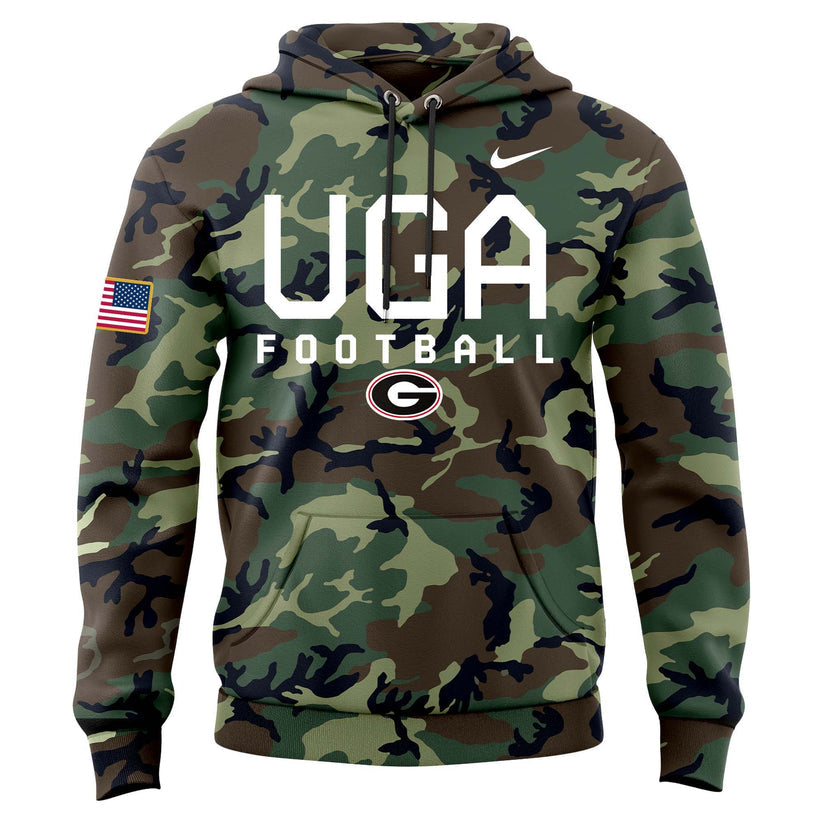 Premium Georgia Bulldogs Hoodie - Georgia Bulldogs Football Camo 2024 Salute to Service Club Fleece Pullover Hoodie - Georgia Bulldogs Camo Hoodie Set