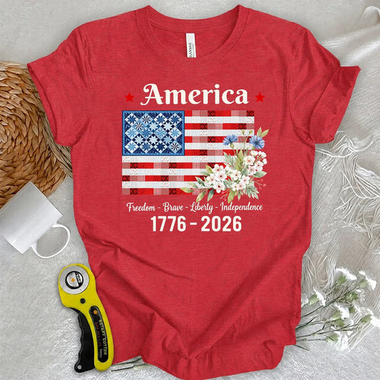 USA 250th Anniversary Patchwork Bloom T-shirt