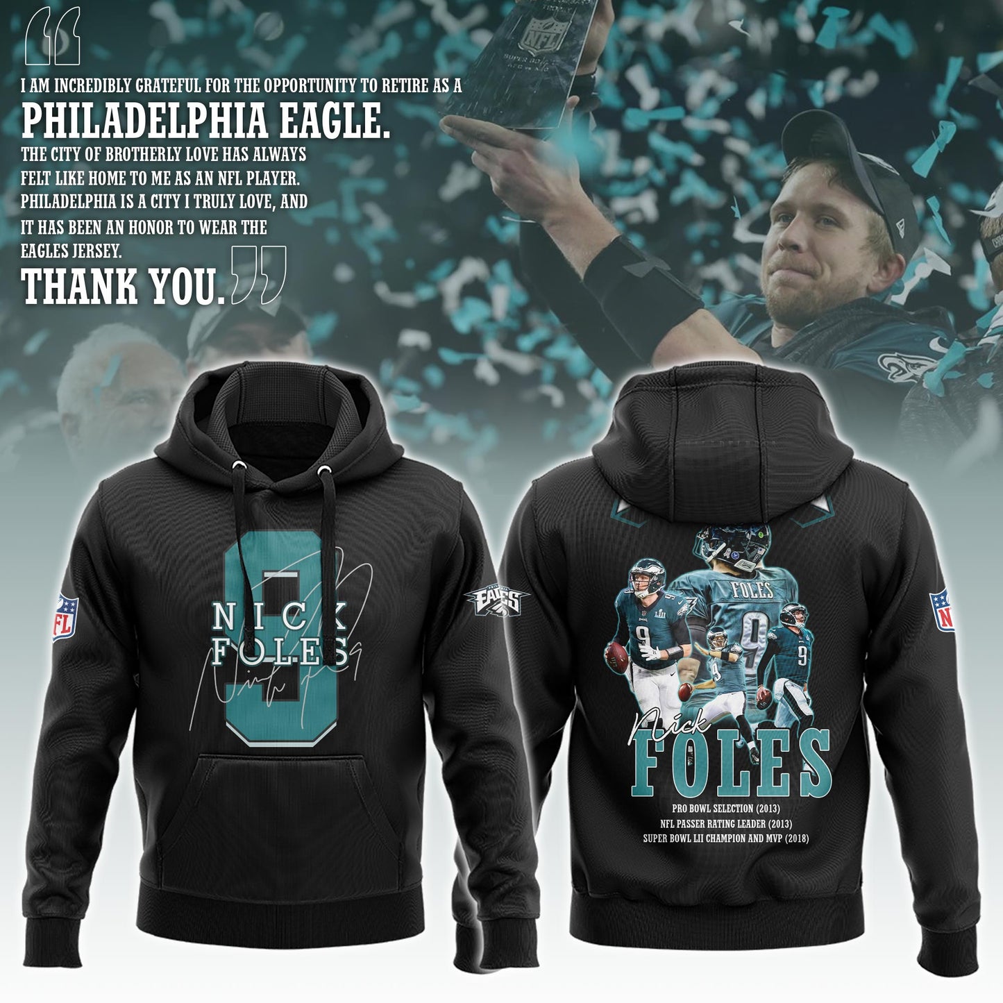 Philadelphia Eagles Shirt For Fans - Philadelphia Eagles Nick Foles Shirt - Nick Foles 9 Shirt Black