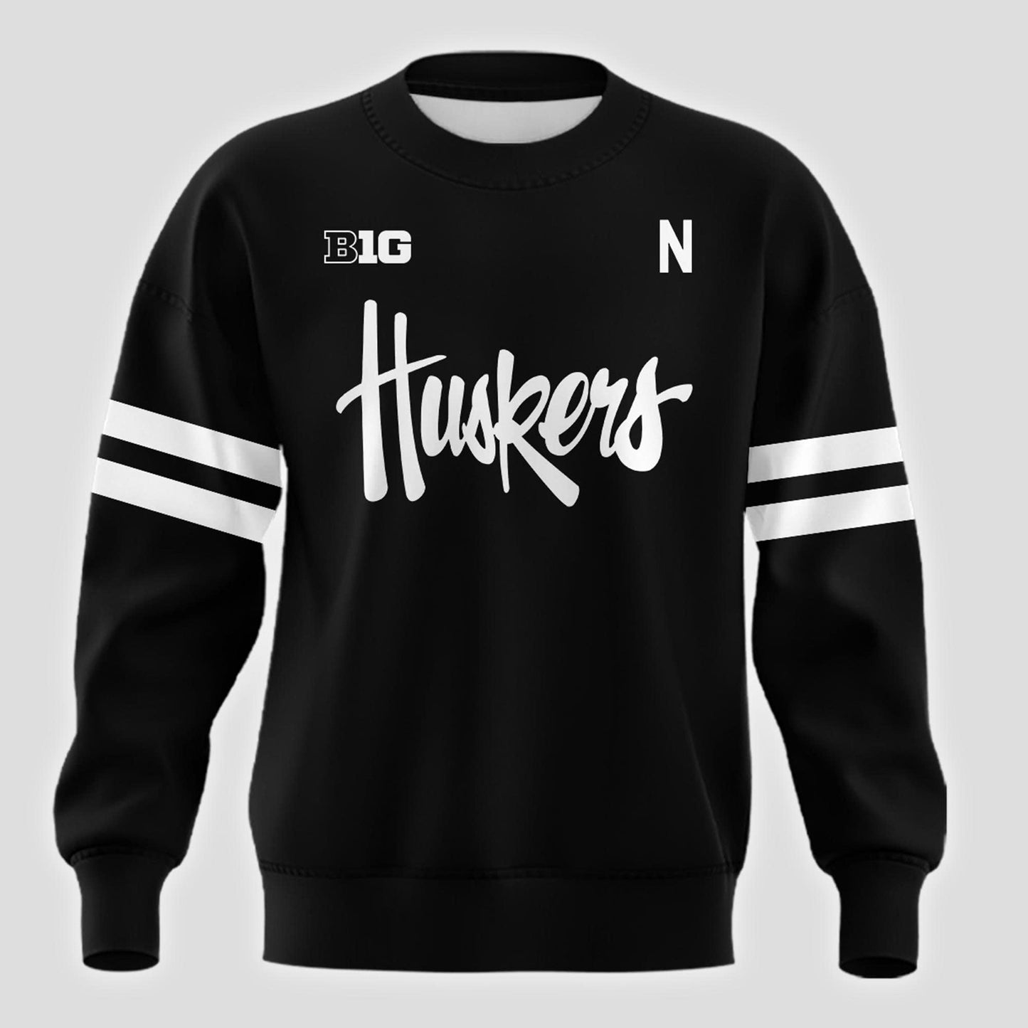 Special New Alternate Dark Mode Helmet Logo Nebraska Cornhuskers Sweatshirt In Black