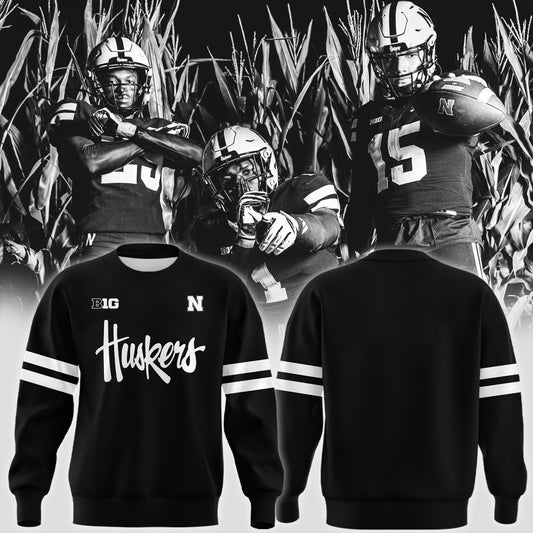 Special New Alternate Dark Mode Nebraska Cornhuskers Sweatshirt In Black Ver 2