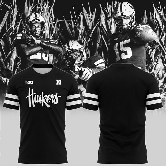 Special New Alternate Dark Mode Nebraska Cornhuskers Tshirt In Black Ver 2