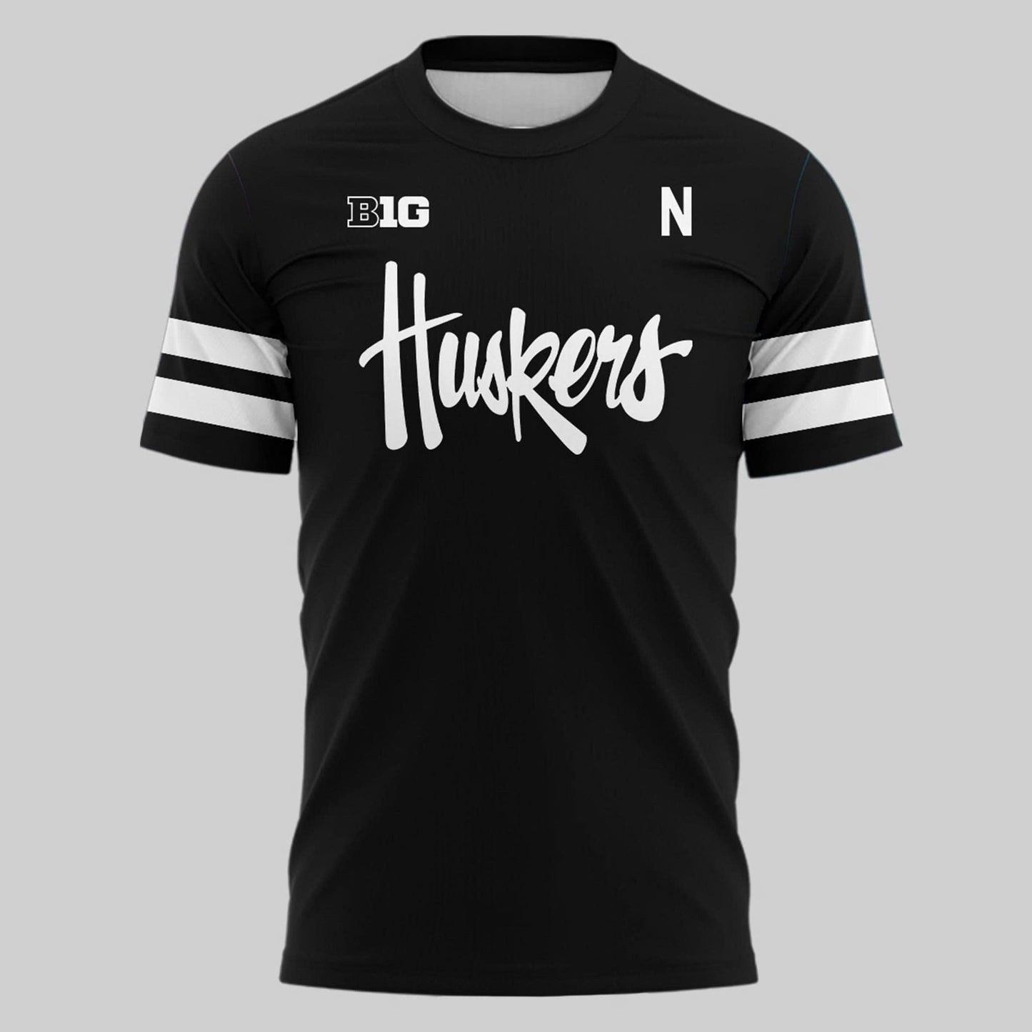 Special New Alternate Dark Mode Helmet Logo Nebraska Cornhuskers Tshirt In Black