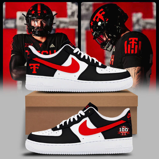 Special New The 100th Anniversary Ŧhrowbacks Texas Tech Low Top AF1 Sneaker