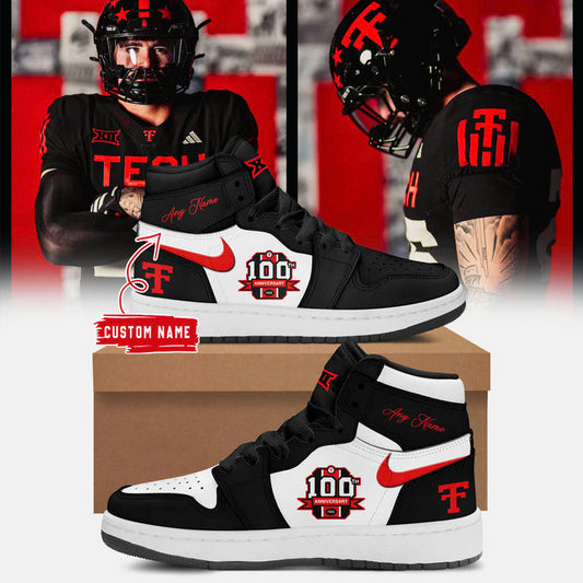 Special New The 100th Anniversary Ŧhrowbacks Texas Tech High Top Air JD1 Sneaker