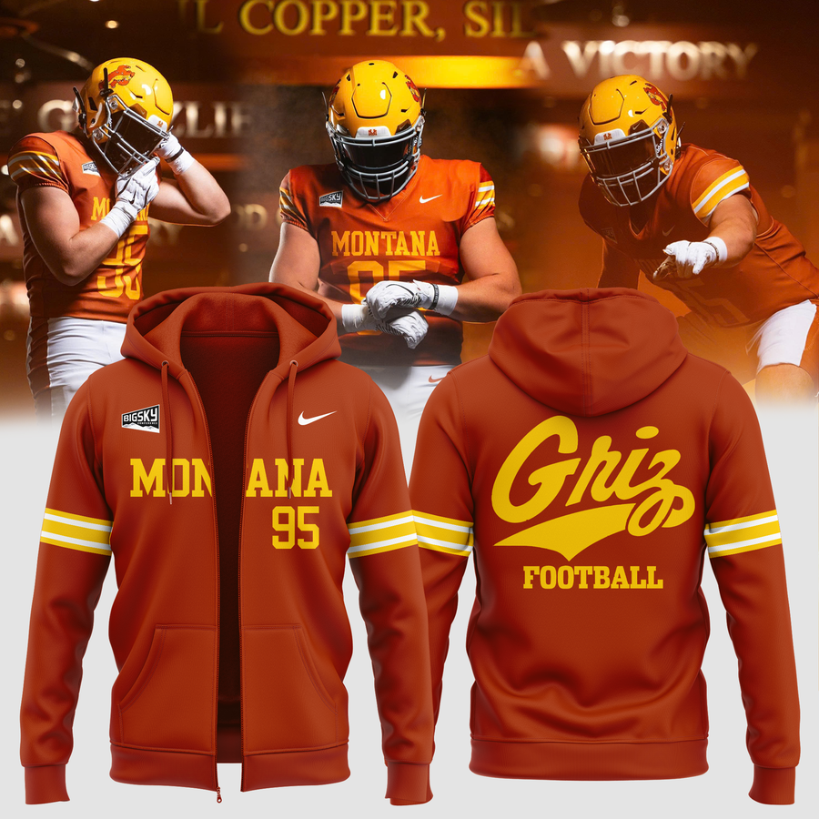 Limited Edition Zip Hoodie Montana Griz Football for fans.