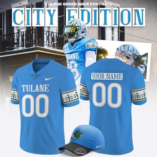 Tulane Green Wave Football City Edition Roll Wave Jersey Custom Name And Number - Twinkle My Toes Merch