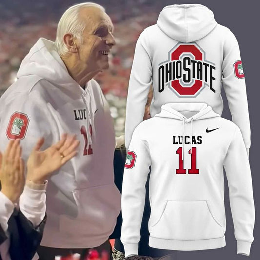 Jerry Lucas Honoring Hoodie - Ohio State Buckeyes White Hoodie Lucas 11