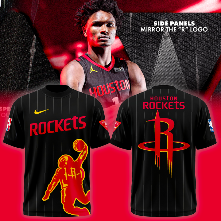 Houston Rockets NBA 2026 New Logo T-Shirt - Black