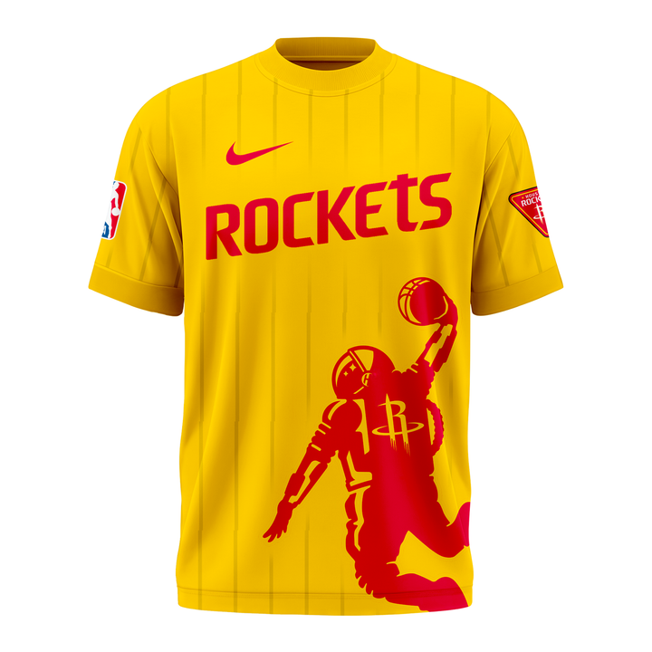 Houston Rockets NBA 2026 New Logo T-Shirt - Yellow