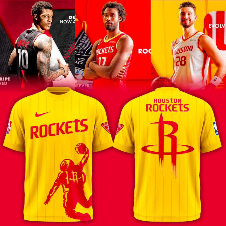 Houston Rockets NBA 2026 New Logo T-Shirt - Yellow