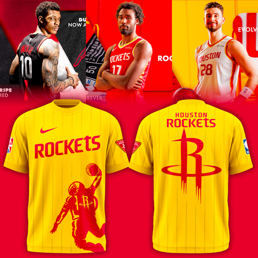 Houston Rockets NBA 2026 New Logo T-Shirt - Yellow