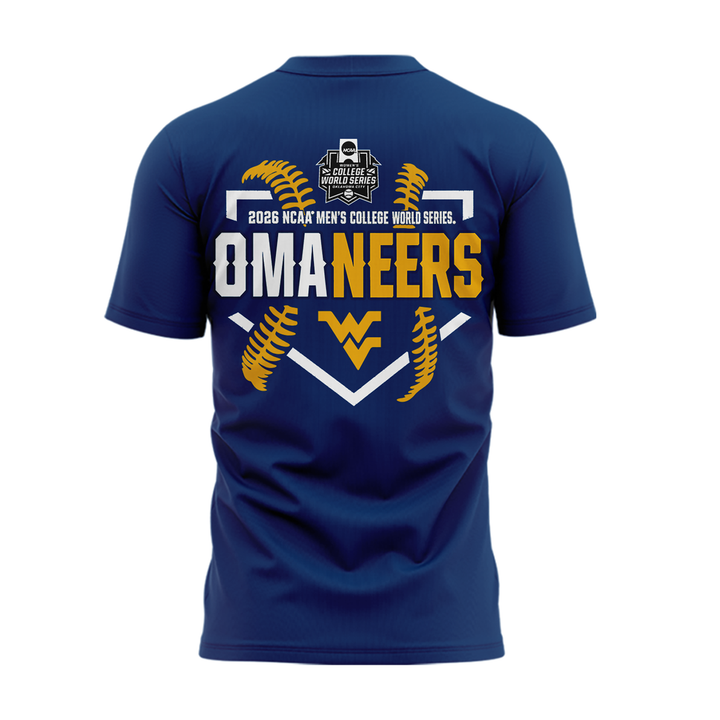 West Virginia Mountaineers 2026 NCAA Baseball Men's College World Series Omaneers Navy T-Shirt