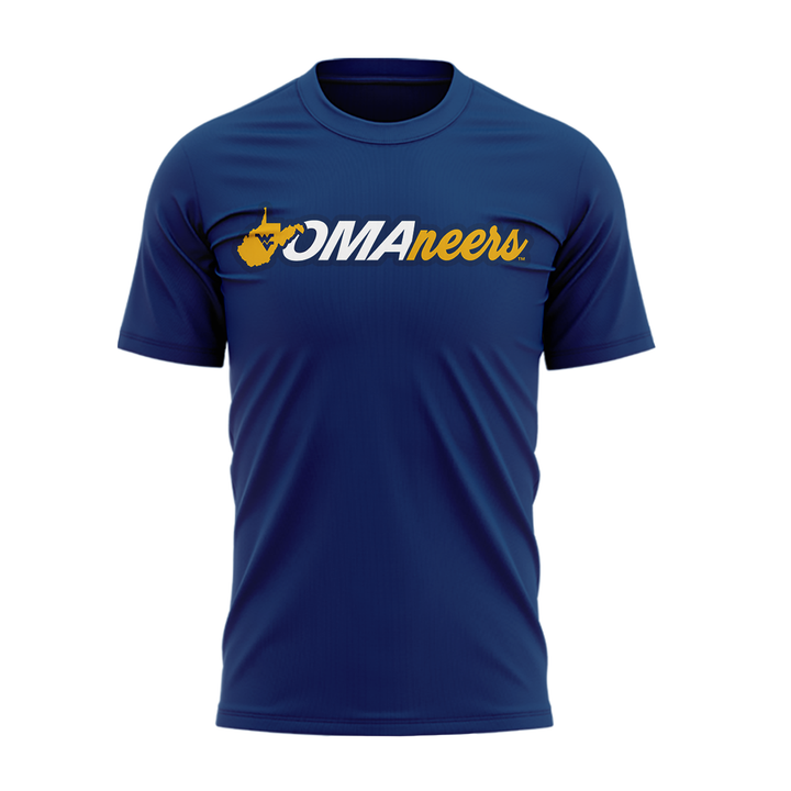 1.West Virginia Mountaineers 2026 NCAA Baseball Men's College World Series Omaneers Navy T-Shirt