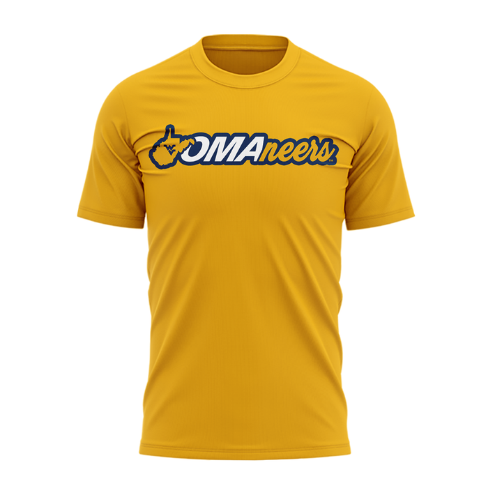 1.West Virginia Mountaineers 2026 NCAA Baseball Men's College World Series Omaneers Yellow T-Shirt