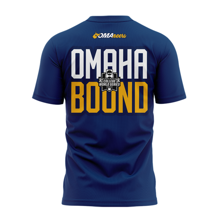 3.West Virginia Mountaineers 2026 NCAA Baseball Men's College World Series Omaneers Navy T-Shirt
