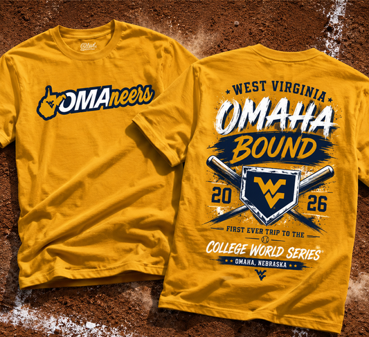 9.West Virginia Mountaineers 2026 NCAA Baseball Men's College World Series Omaneers T-Shirt