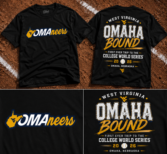 11.West Virginia Mountaineers 2026 NCAA Baseball Men's College World Series Omaneers T-Shirt