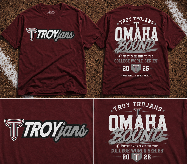 Special Edition Troy Trojans Baseball Men’s College World Series 2026 - TROY TO OMAHA T-Shirt