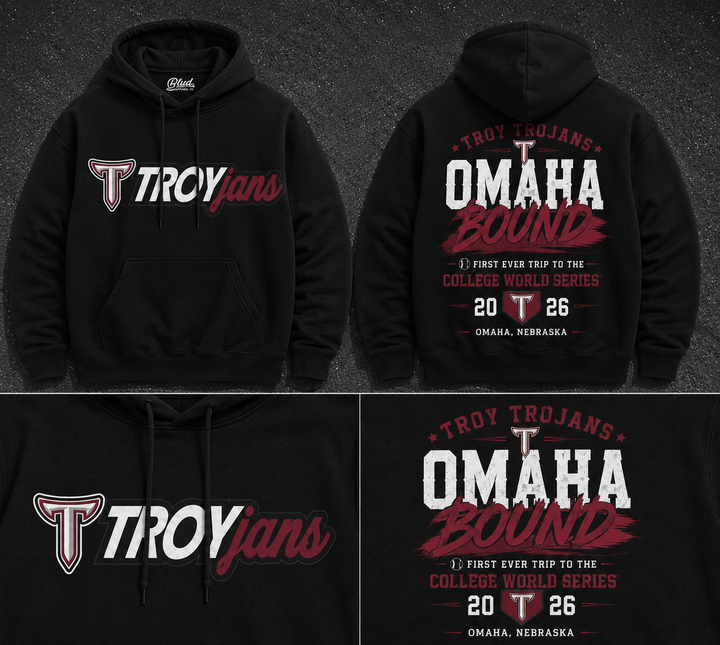 Special Edition Hoodie Troy Trojans Baseball Men’s College World Series 2026 - TROY TO OMAHA Hoodie
