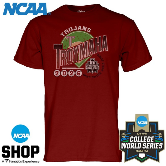 Limited Edition Tshirt Troy Trojans Baseball Men’s College World Series 2026 - TROY TO OMAHA T-Shirt